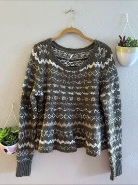 Free People Boho Knit Flowy Peplum Sweater Large